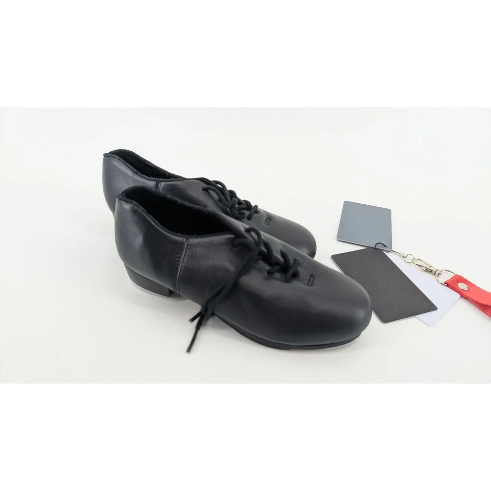 Capezio Kids Black Leather Tele Tone Tap Shoes CG19C Size 12.5 M